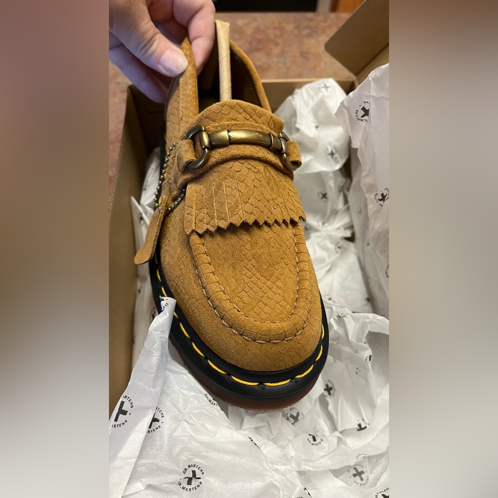 Dr. Marten Adrian snaffle Repello emboss suede kiltie loafers autumn spice